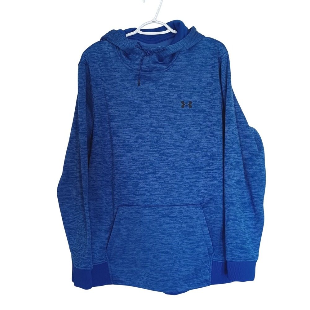 Under Armour ColdGear Hoodie Mens XL Blue Space Dye Loose Fit Sweatshirt Pouch